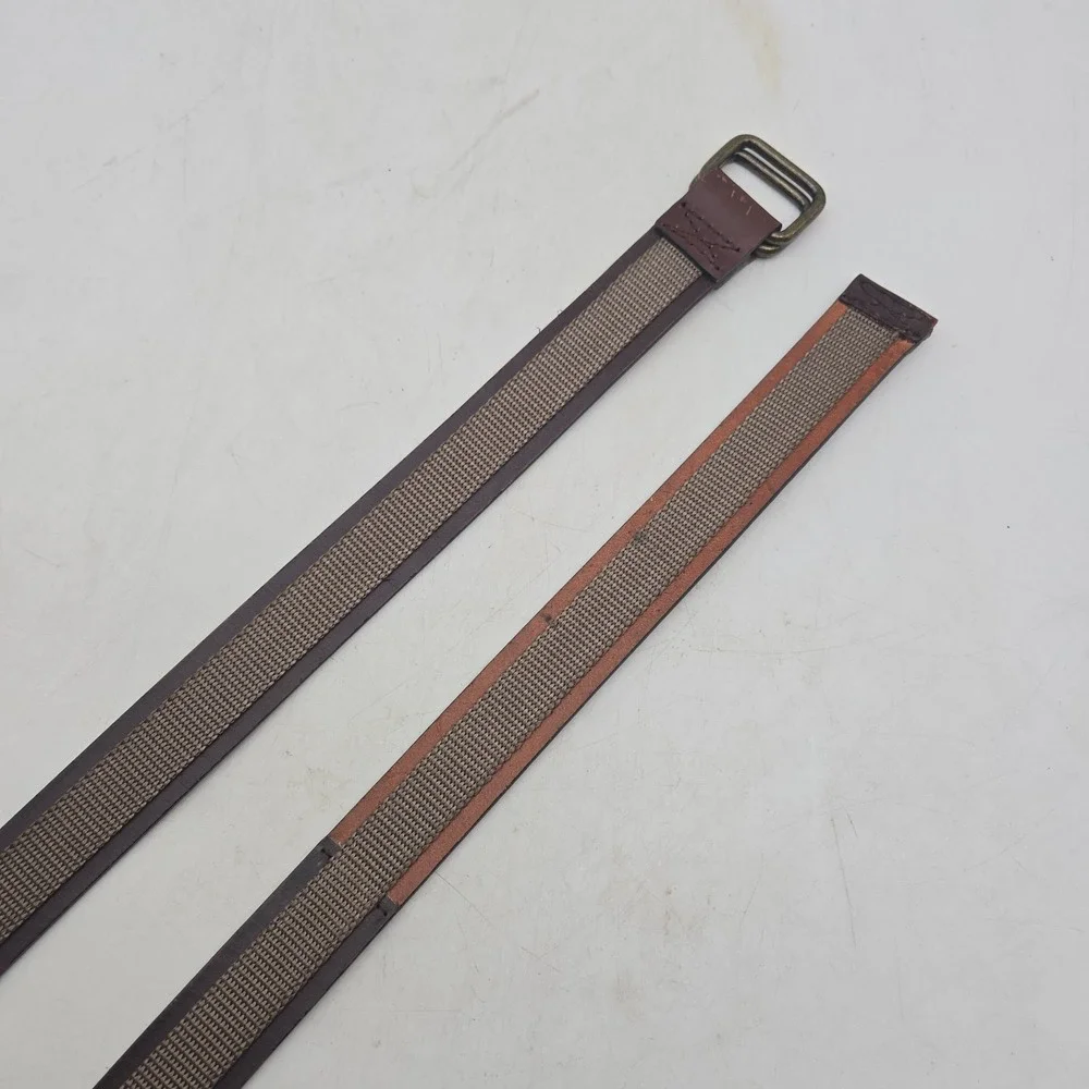 Structure Belt Brown Leather Nylon Tactical Mens 36 Bronze Buckle NWOT